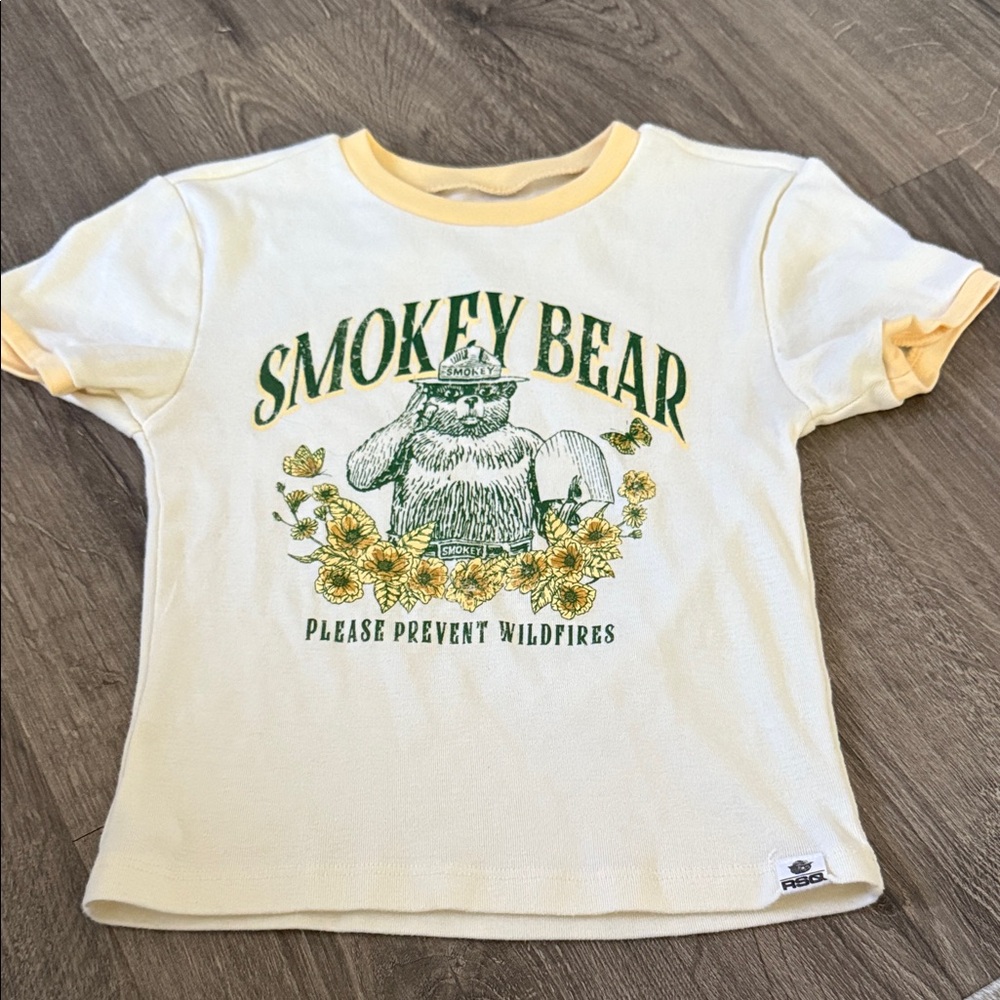 RSQ Smokey Bear Kids T-Shirt - Cream and Yellow